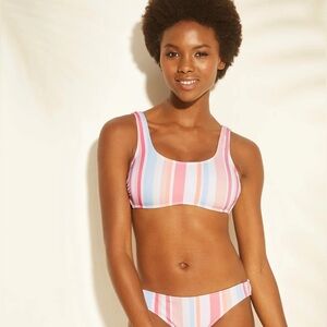 NWT Xhilaration Swimwear Bralette Bikini Top 
 & Bottom Striped Multi-Color M